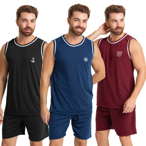 kit 3 pijamas masculino camiseta regata verão