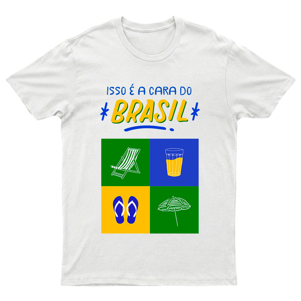Camiseta Copa Mundo Unissex Cara do Brasil  Feminina Blusa Tshirt Moda 100 % Algodão Futebol Torcida