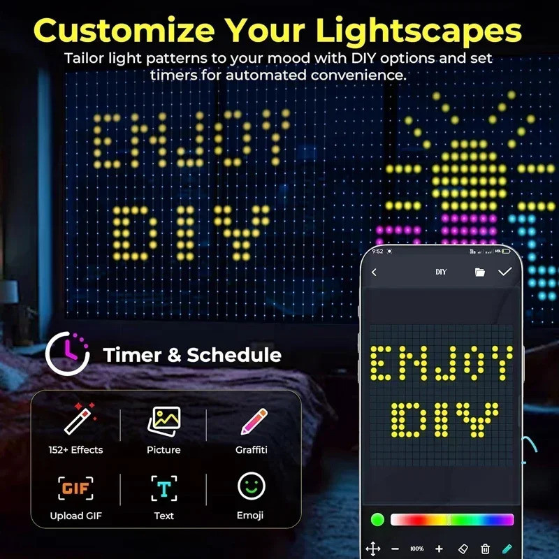 Luzes De Cortina Inteligentes App Controle Remoto Janela Luz De Fadas Mudança De Cor Sincronização De Música DIY Para In