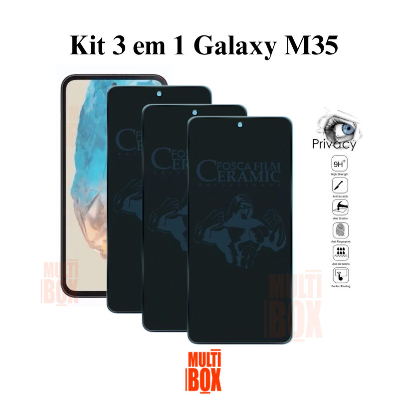 Kit 3UN Película Fosca Privacidade Anti Espião para Samsung Galaxy M35