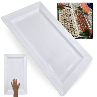 Travessa em Melamina Branca Grande e Rasa 56cm para Servir Ceia, Buffet Restaurante Sushi em Oferta na Shopee