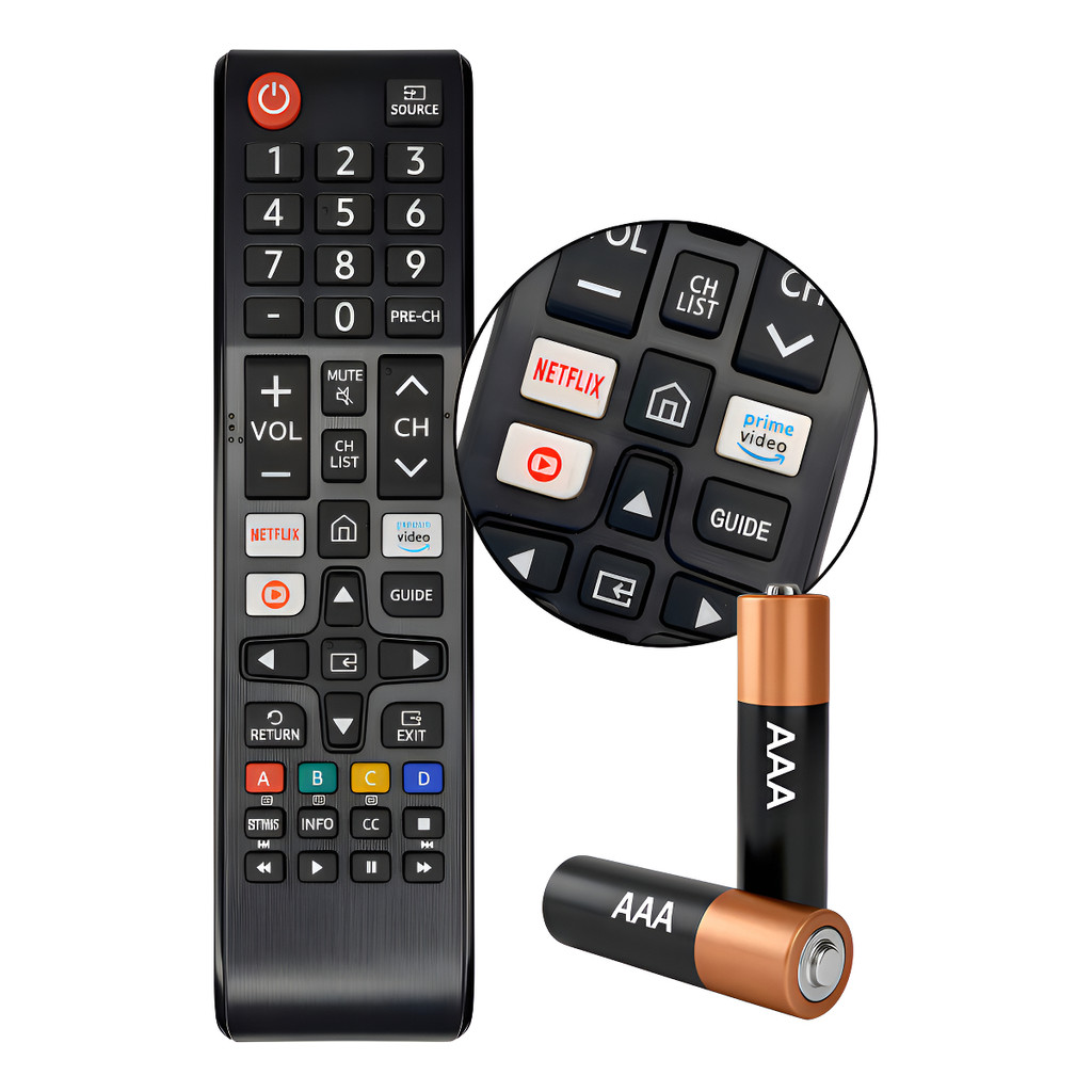 Controle Remoto Para Tv Samsung Smart Universal Atalhos Cor Preto