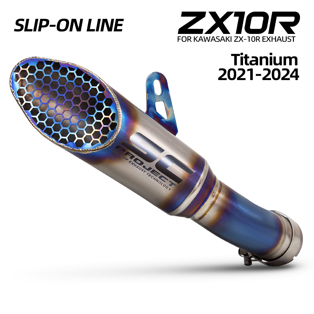 Para Kawasaki ZX10R ZX-10R 21-24 SC Projeto Liga De Titânio Queimado Azul Net Capa Deslizamento Na Linha Silenciador