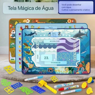 Tapete de Água Mágico Brinquedo Educativo para Criatividade Reutilizável com 3 Canetas Pr…