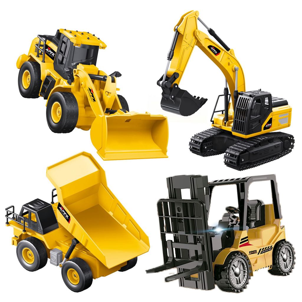 Trator De Controle Remoto Construção Brinquedo Recarregável Coleção Empilhadeira Escavadeira Caçamba