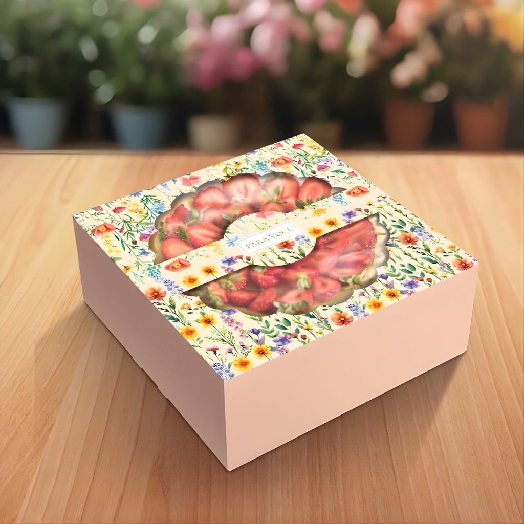 5 CAIXA BOLO SOBREMESA FLORES 25X25X10CM 5995 ( DIA DAS MÃES IDEIA 2026 ) HOT STAMPING — imagem 2 de 2