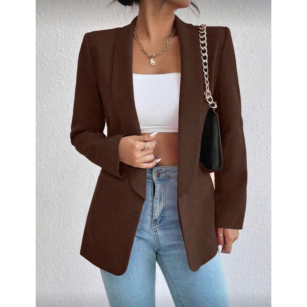 Max Blazer Feminina Longo Alfataria Social Blusa de Frio Casaco Manga Longa P091