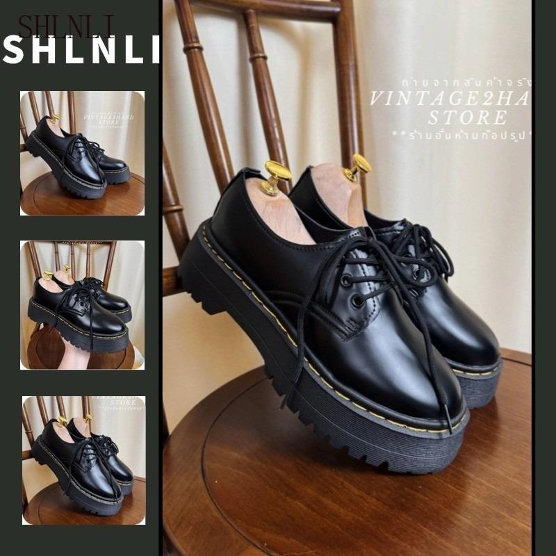 Sapatos Femininos de Couro Estilo Britânico com Sola Grossa para Primavera e Outono, Estilo Colegial Coreano, com Cadarç