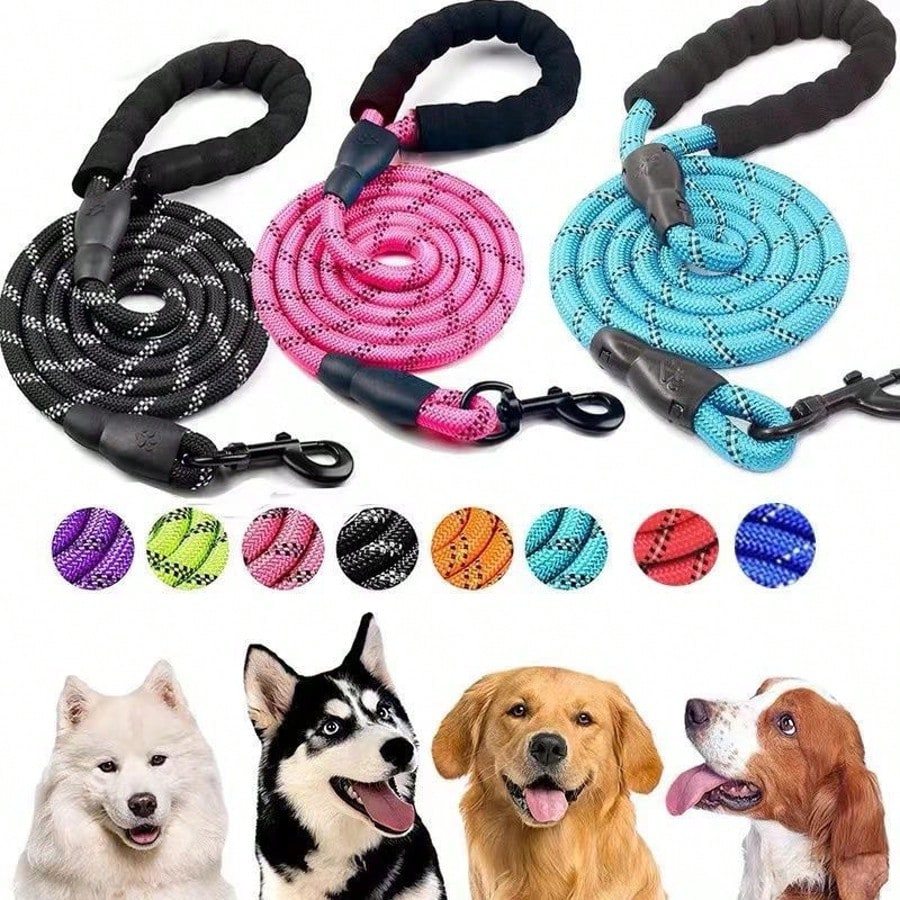 Suprimentos para animais de estimação, trela para animais de estimação, corda redonda reflexiva de Nylon, trela grande p