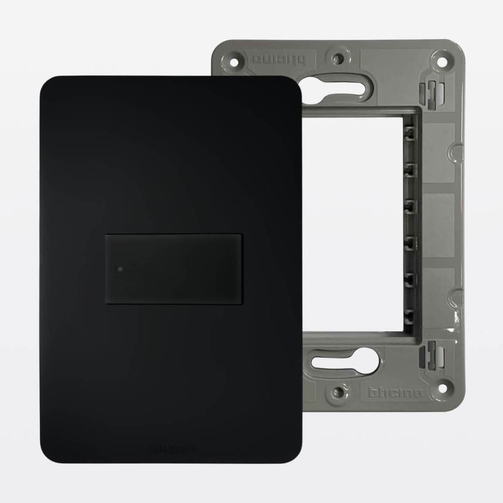 Cojunto Interruptor Simples Preto Com Placa 4x2 MatixGo Legrand Bticino