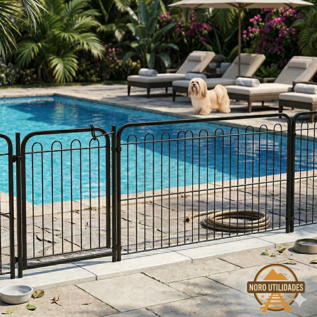 Cercado para Cachorro 4,10m de Largura 4 Módulos 65cm Altura Aço Dobrável com Portão 53cm Pet Seguro