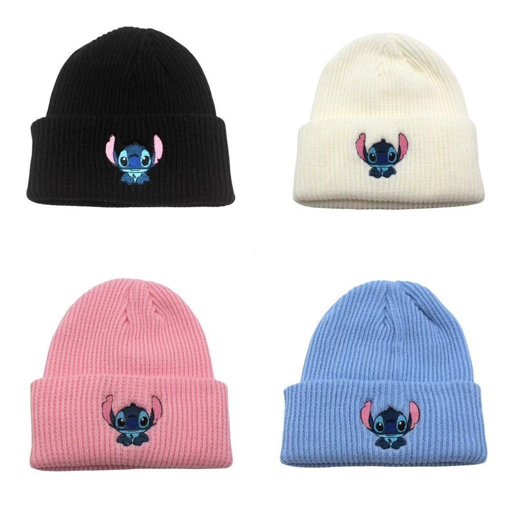Gorro de Inverno Bordado para Casais - Gorro de Lã Aquecido e Confortável para Casais Lilo & Stitch