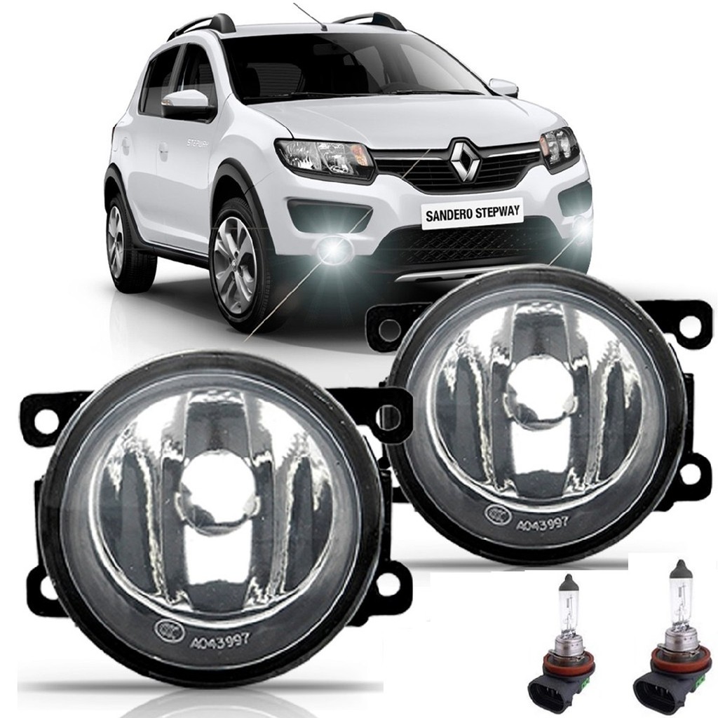 Par Farol De Milha Sandero Stepway 2008 2009 2010 2011 2012 2013 2014 2015 2016 2017 + Lâmpada
