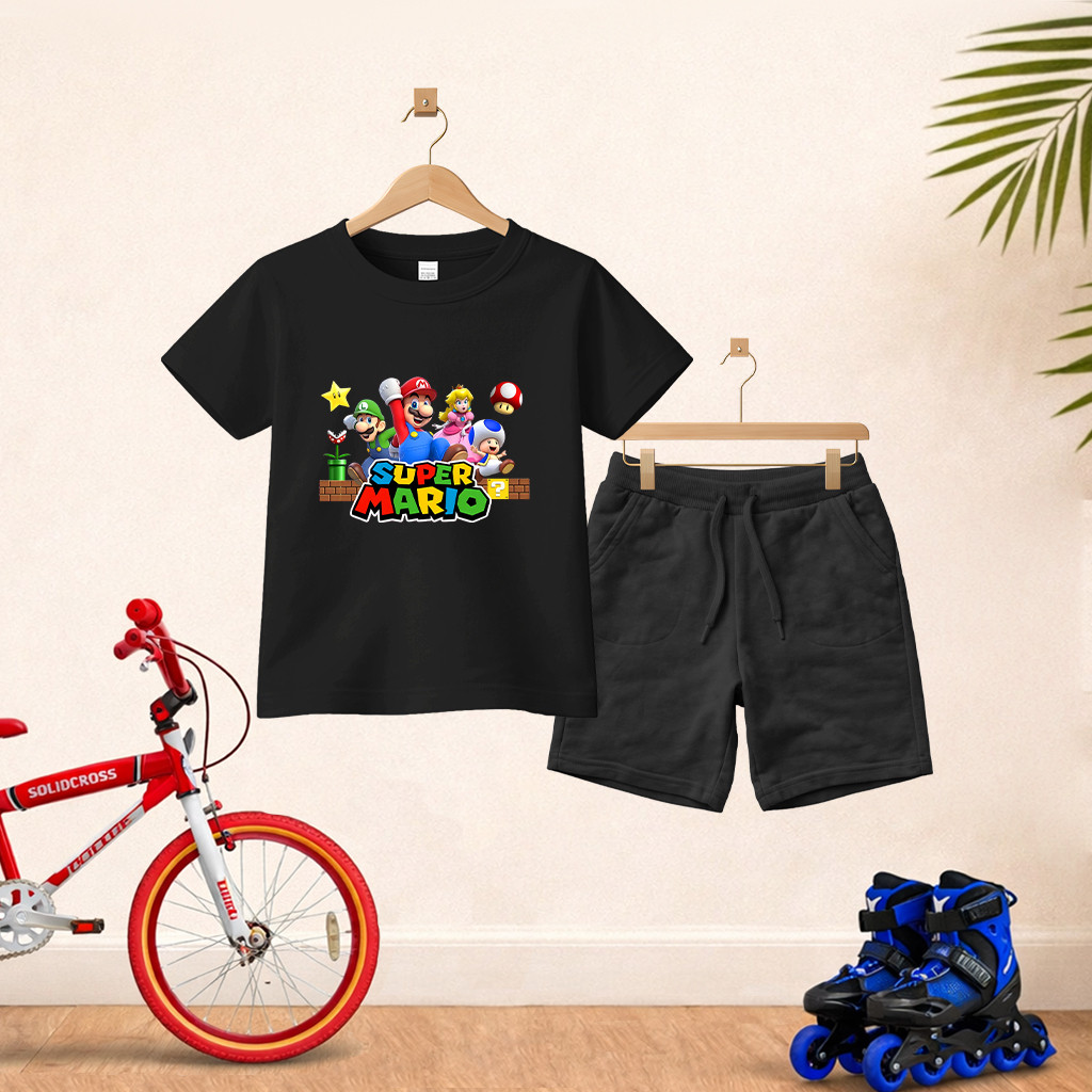 Camiseta Short Conjunto Infantil Super Mario Em Algodão Conjunto De Bermuda Juvenil Conjunto De Bermuda Juvenil