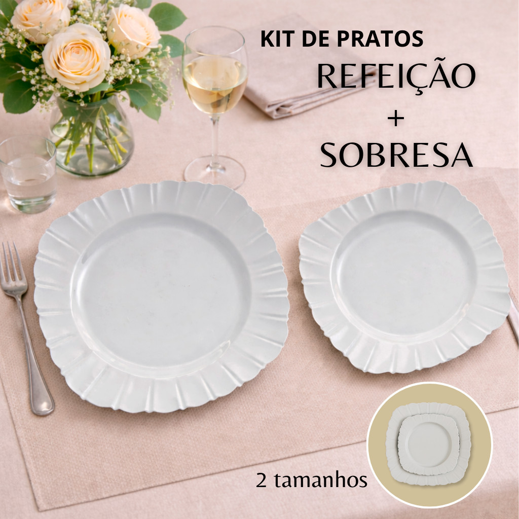 Kit 10 a 100 de 2 Tamanhos de Pratos Para Refeição e Para Sobremesa de Plastico Versateis Resistentes em Oferta na Shopee