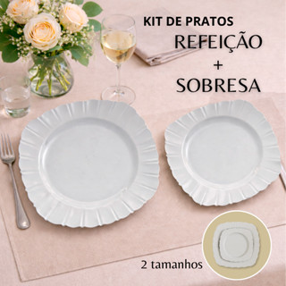 Kit 10 a 100 de 2 Tamanhos de Pratos Para Refeição e Para Sobremesa de Plastico Versateis Resistentes em Oferta na Shopee