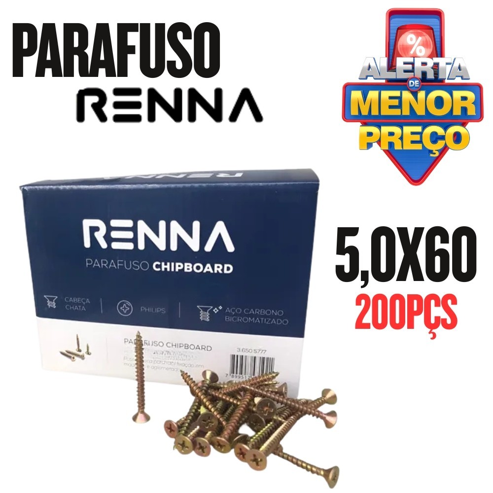 Parafuso Chipboard 5,0x60 Chata Philips Renna Cx 200 Un ! OK