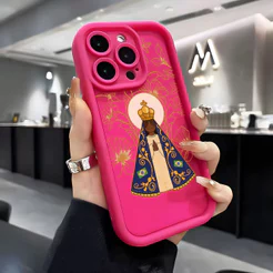 Nossa Senhora Capa Capinha Para iPhone 17 Air 14 15 16 Plus XR 11 12 13 Pro Max Silicone Anti-Impacto
