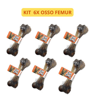 Kit 6  Mordedor Petisco Cães Osso Femur Suino Natural Dip Dog em Oferta na Shopee
