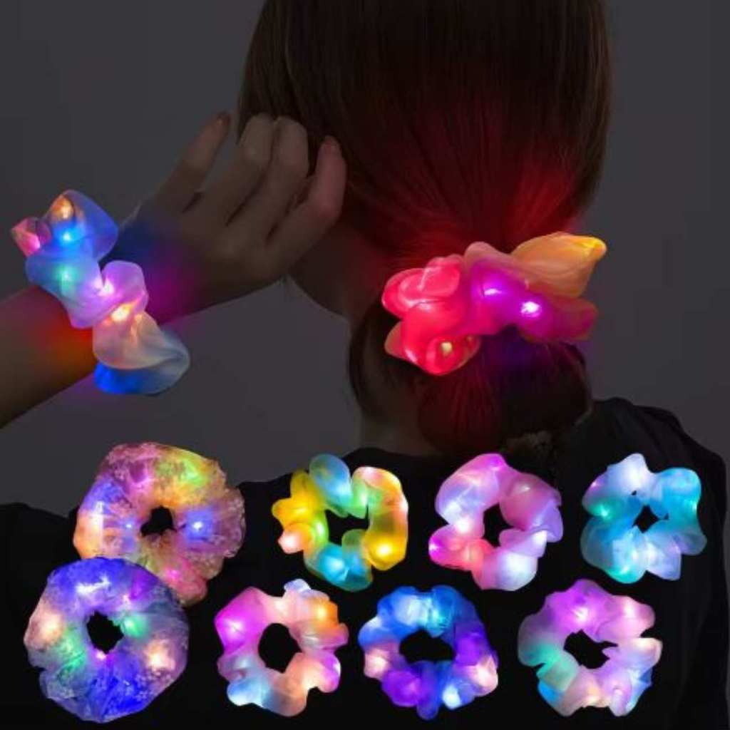 Elástico de cabelo com LED Scrunchie Pisca Pisca - Neon Festa Casamento Formatura Rave corrida noturna em Oferta na Shopee