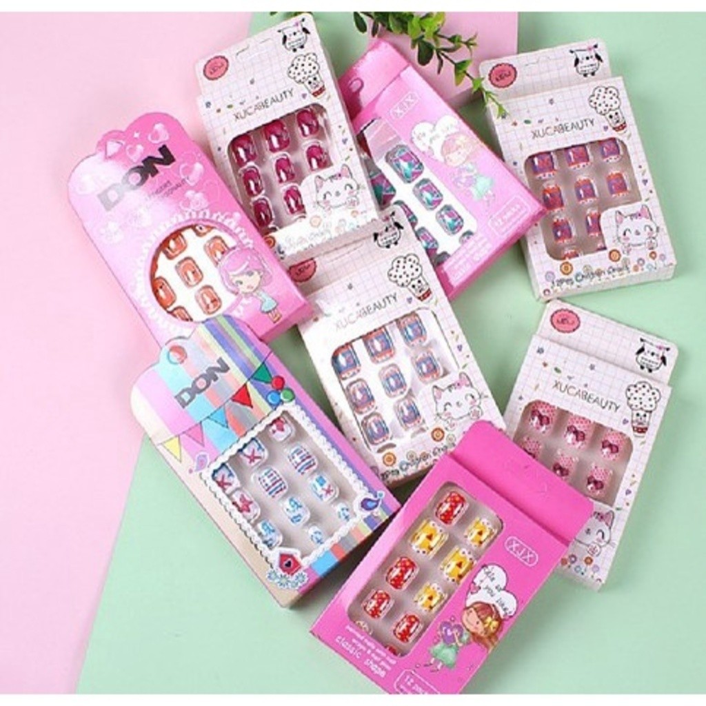 Unhas Postiça Kids Infantil 1 Caixas Revenda Contém Comprimidos de cola sólida-liang em Oferta na Shopee