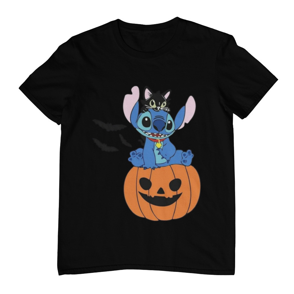 Camiseta Feminina Masculina Estampada Stitch Halloween 100% Algodão Temos do Infantil ao Plus Size