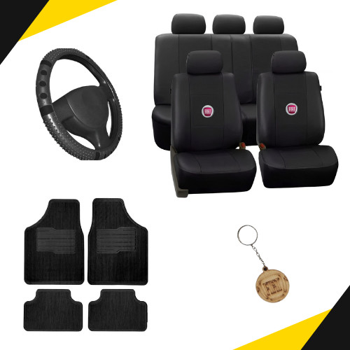 Kit Capa Para Banco de Carro Couro Fiat Palio Uno Siena Punto + Tapete + Capa de Volante Promoção