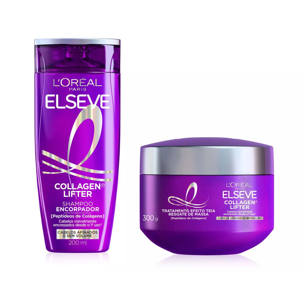 KIT ELSEVE COLÁGENO LIFTER SHAMPOO ENCORPADOR + MÁSCARA EFEITO TEIA em Oferta na Shopee