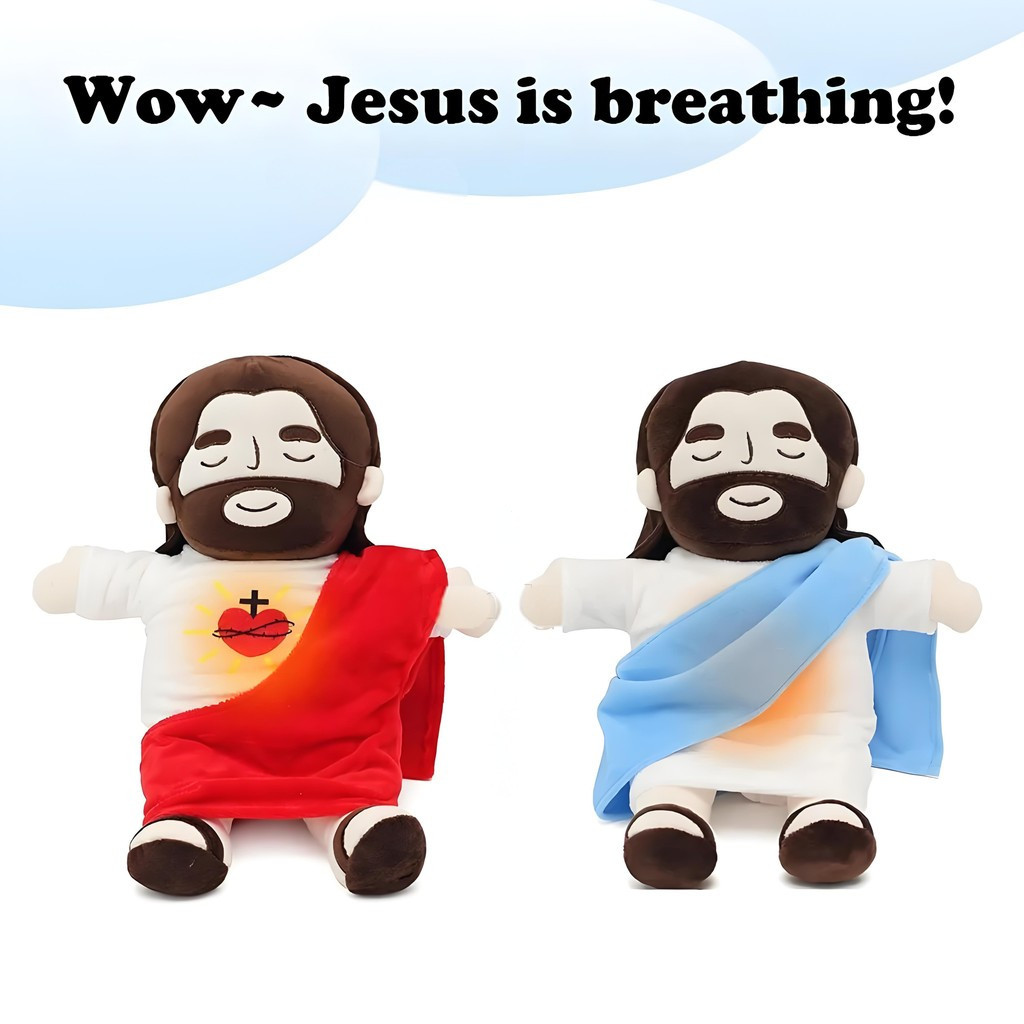 Pronta Entrega 38cm Jesus Que Respira Com Música E Luzes Jesus De Pelúcia