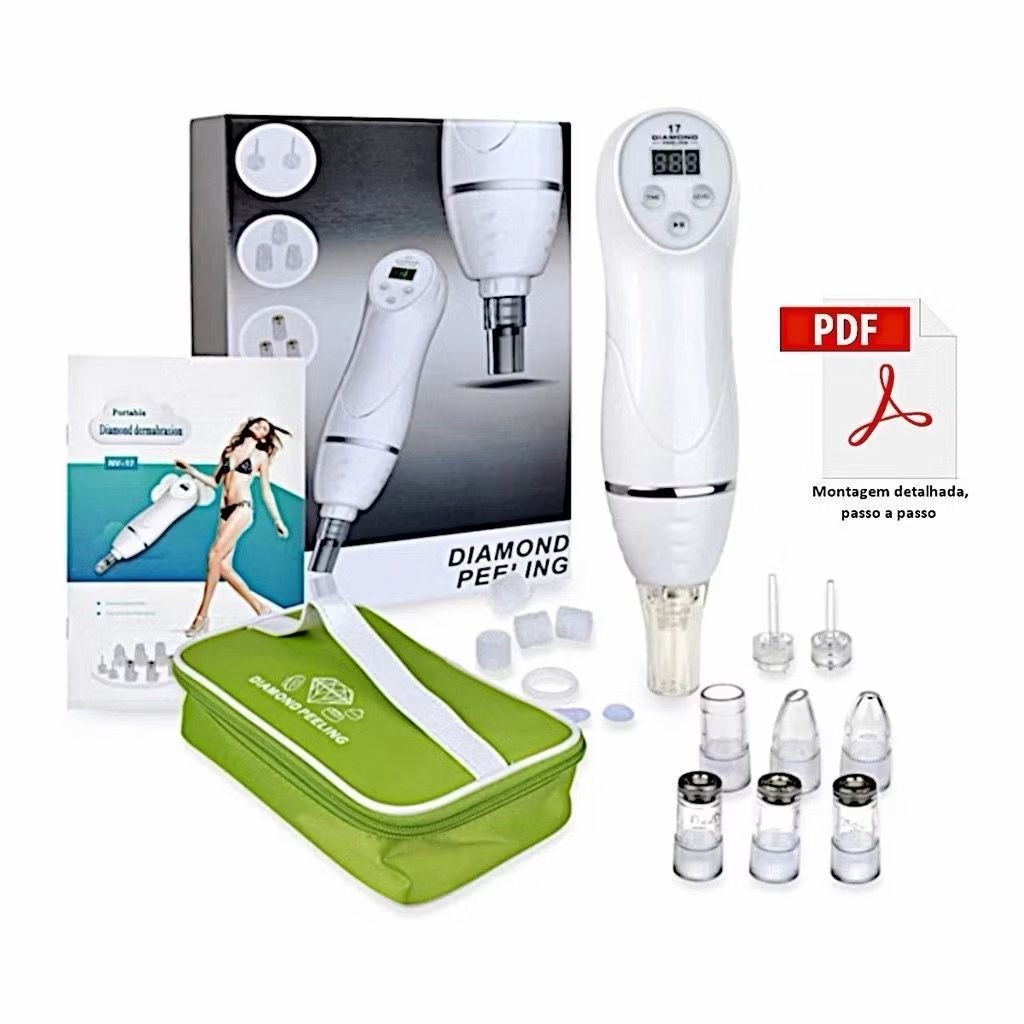 Sugador de Cravos Eletrico + Peeling de Diamante | Limpeza Facial em Casa | 3 Níveis