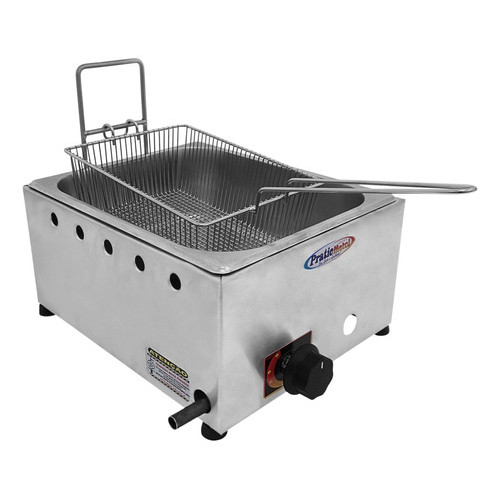 Fritadeira Industrial Inox À Gás 1 Cuba 5 Litros Com Cesto Cor Prateado
