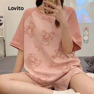 Lovito Conjunto Pijama Fofo 2 Peças Desenho Animado Primavera/Verão Mulheres LNE130021 em Oferta na Shopee