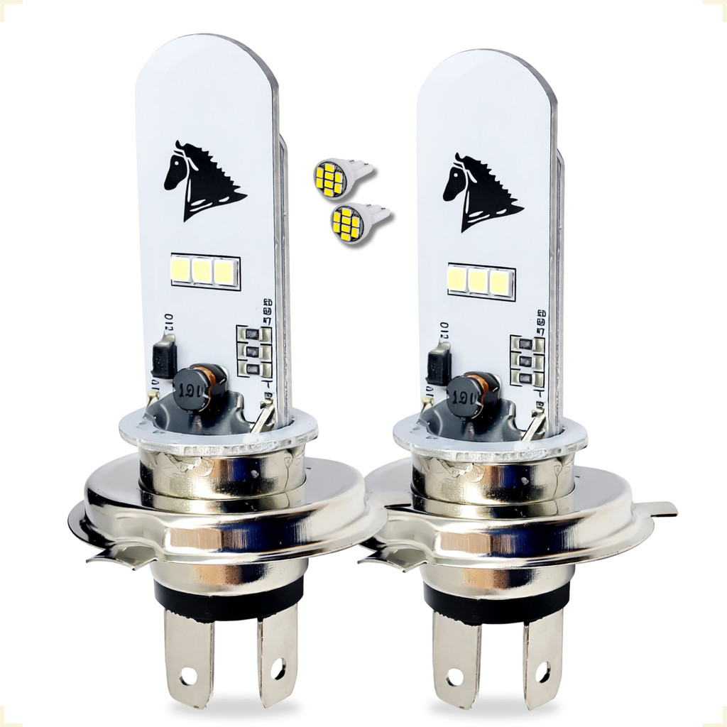 Kit de Lâmpada Farol Alto Baixo de Led Carro H4 Prime Stallion Cavalinho 8000k Par Super Branca 12V em Oferta na Shopee