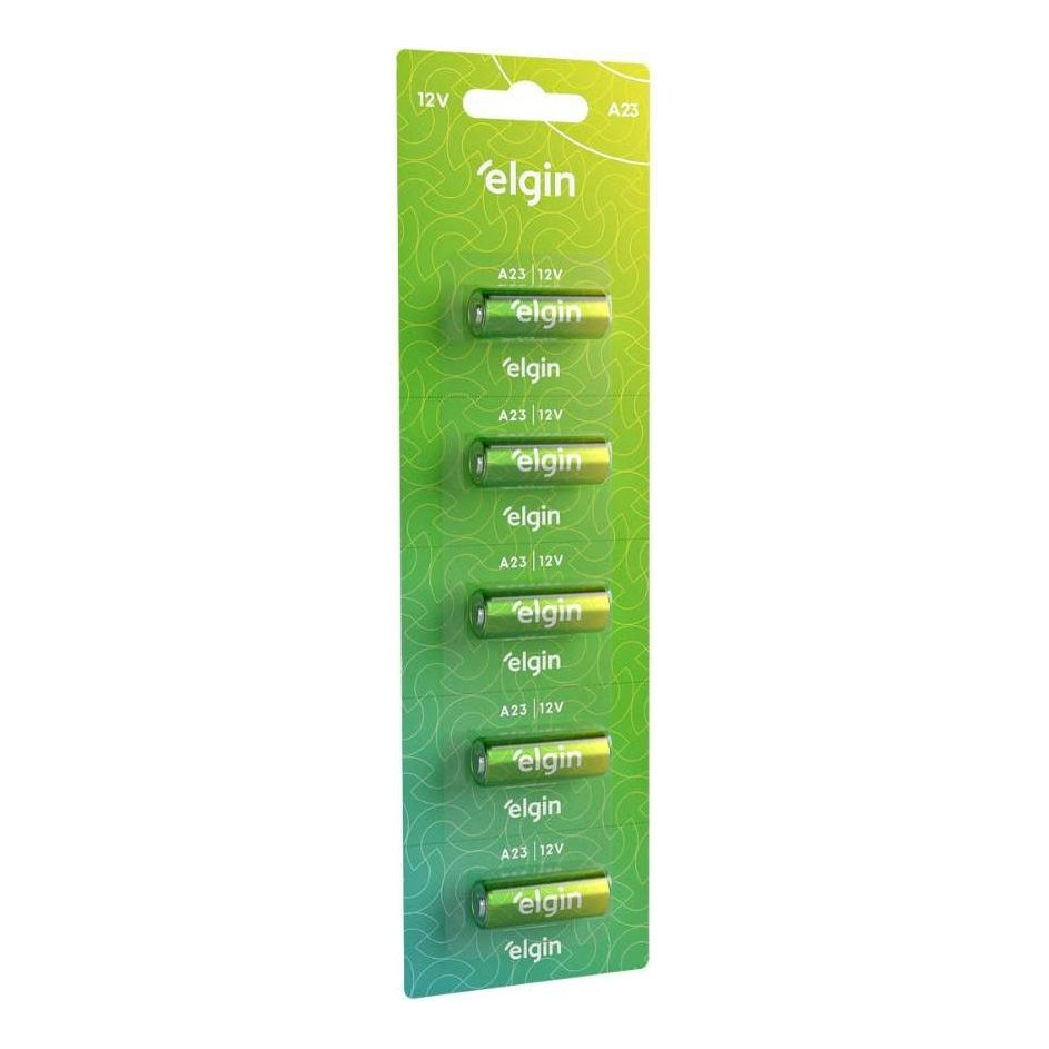 Kit 5 Pilhas Baterias Elgin A23 12V para Controle Portão e Alarme