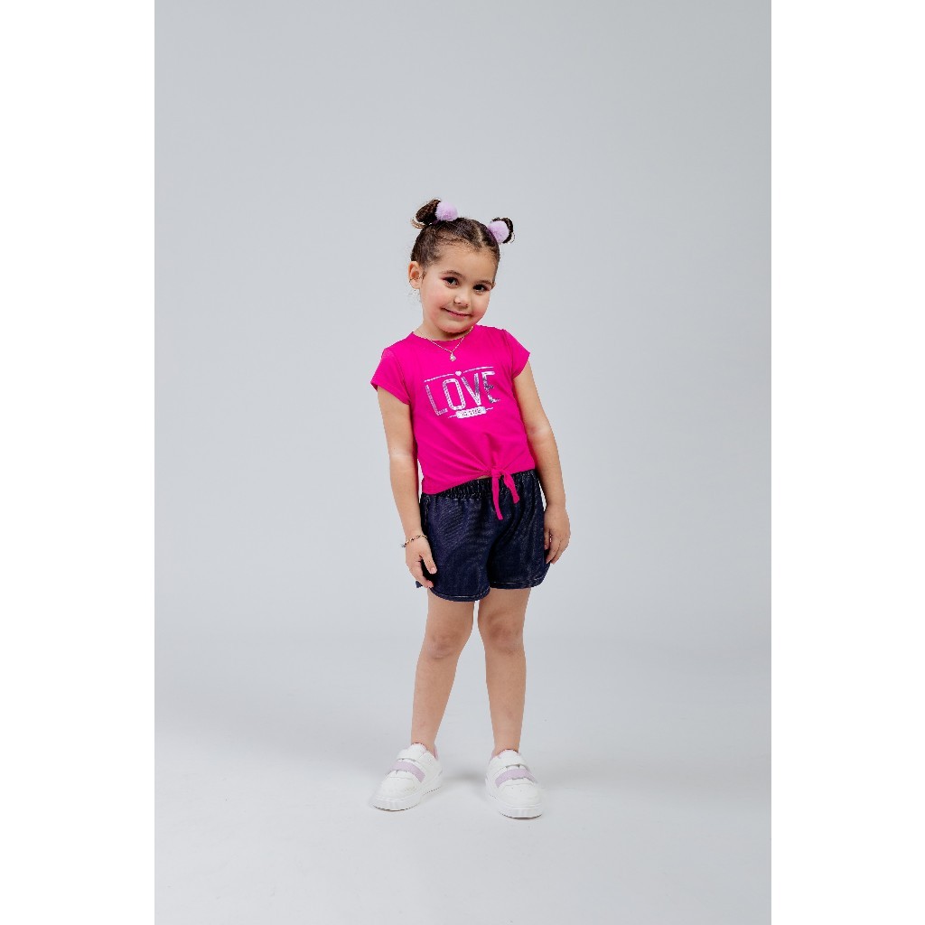 Molde Infantil Conjunto Feminino – Blusinha em Viscolycra + Shorts em Cotton Jeans
