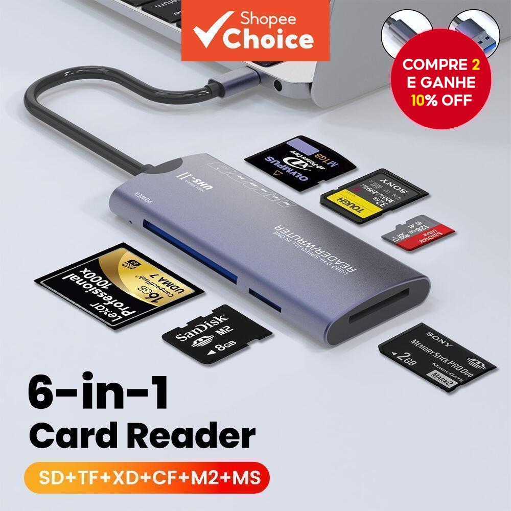 Leitor De Cartão SD 6 Em 1 Adaptador USB De Transferência De Dados De Alta Velocidade Type C TF/XD/CF/M2 Leitura De Memó
