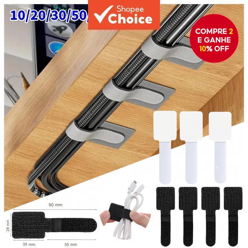 10 Pçs Reutilizáveis Braçadeiras De Cabo Fixação Fio Organizador Corda Titular Auto Adesivo Ajustável Cintas Gerenciamen