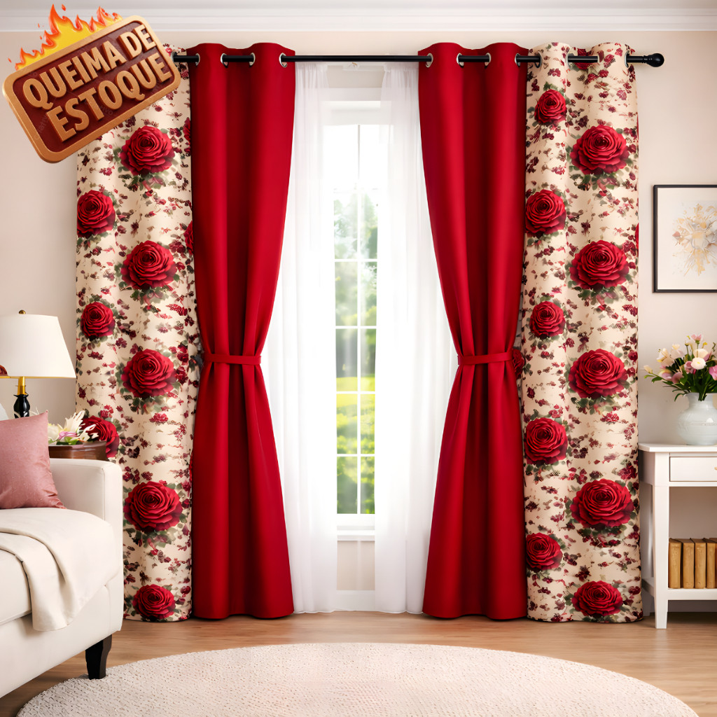 Cortina Para Sala e Quarto Floratta 2,00x1,70 Visual Moderno e Funcional Envio Rápido em Oferta na Shopee