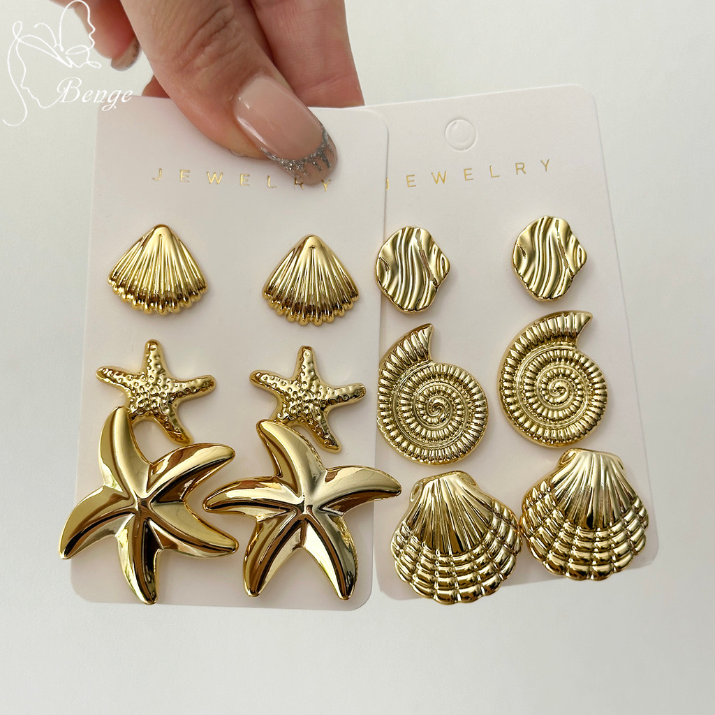 Benge Concha Estrela Do Mar Lágrima Brincos De Cristal 3 Par Conjunto Y2K Praia Férias Jóias Presente Para Mulheres Meni em Oferta na Shopee