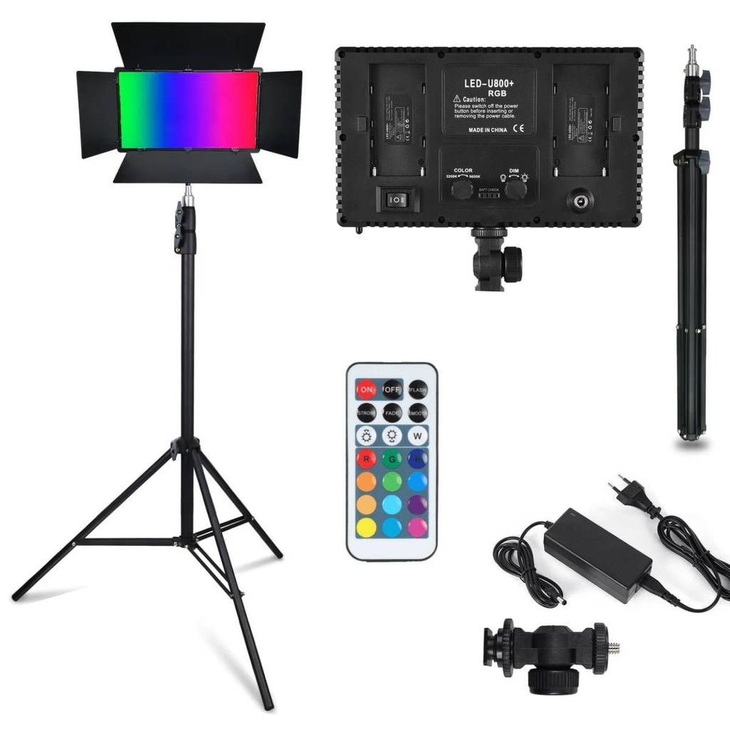 Kit Painel LED Foto e Vídeo 800 RGB BICOLOR 50W+ Tripé