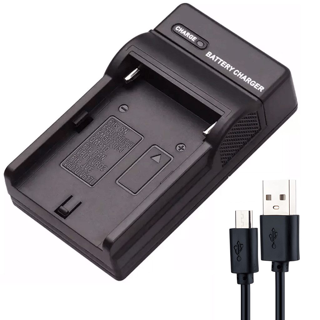 Carregador NP-F para Baterias Sony NP-F550, NP-F750, NP-F960, NP-F970 (USB)
