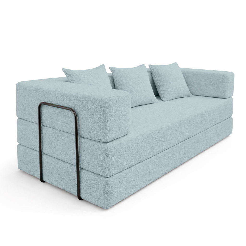 Sofa Cama 2 Lugares Virginia 185cm Boucle Sofa Na Caixa Azul