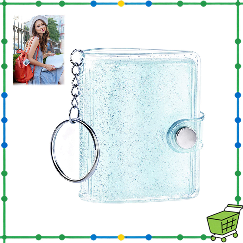 7cm Mini álbum de fotos chaveiro bolso inserção álbum de fotos arquivo álbum de fotos clipe ornamentos azul