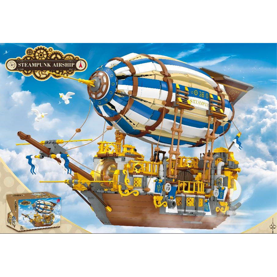 Steampunk nave espacial blocos de construção garrafa pirata nave espacial modelo educacional montagem ciência brinquedos
