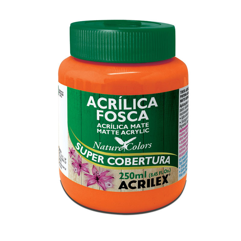 Tinta acrílica fosca Laranja 250ml 517 Acrilex em Oferta na Shopee