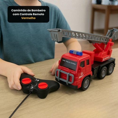 Brinquedo Caminhao Resgate Controle Remoto Veiculo Bombeiros Infantil