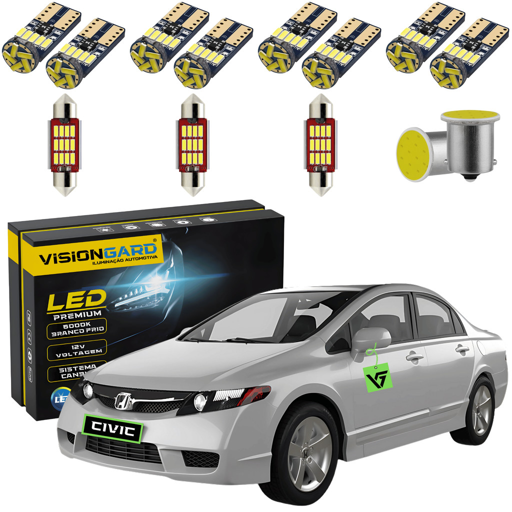 Kit Lâmpada Led T10/Torpedo Honda New Civic 2007/2012 Canbus