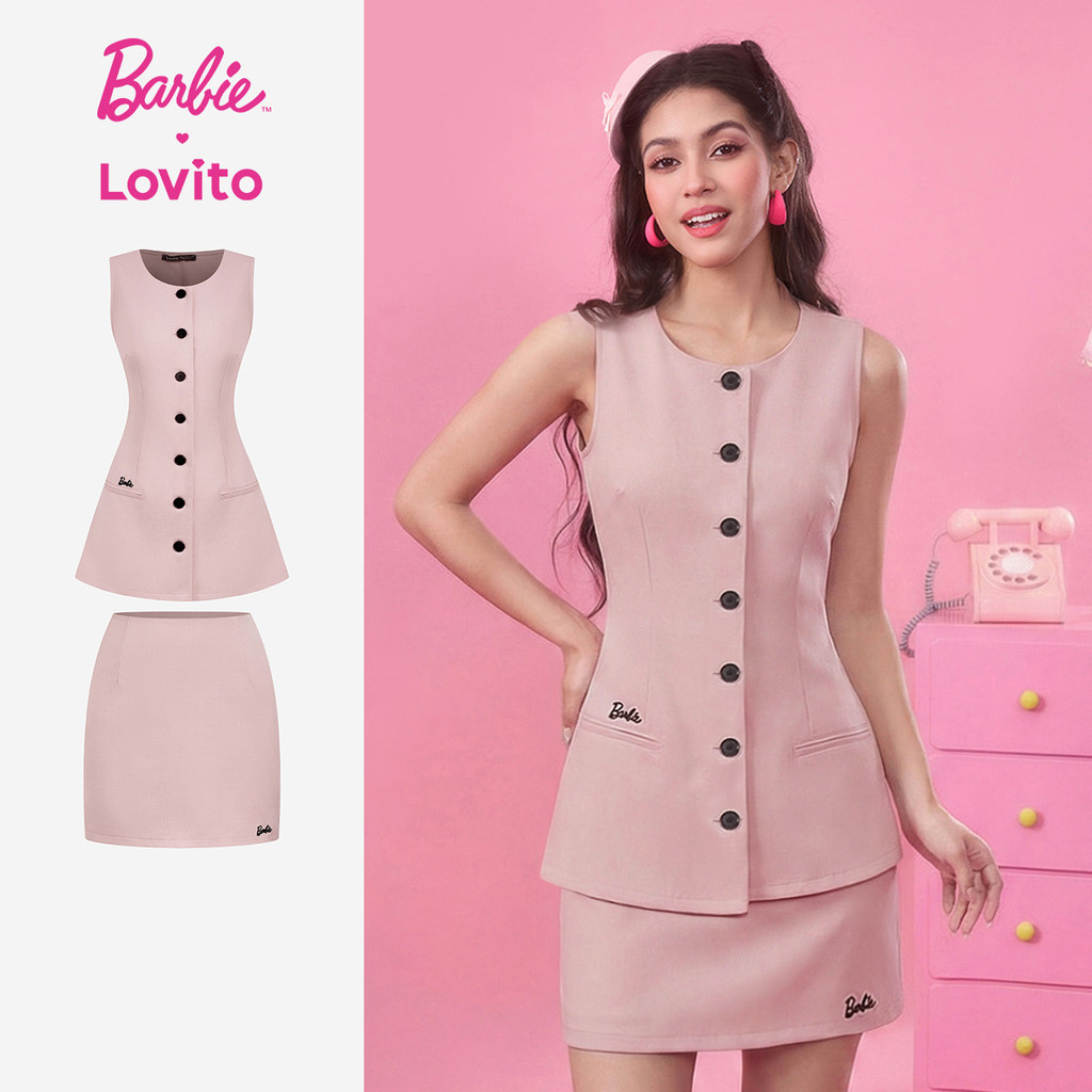 Barbie™ X Lovito Tops ou Bottoms Botão Bordado Primavera/verão Blusa Rosa Tops ou Bottoms para Mulheres LB1AD037 em Oferta na Shopee