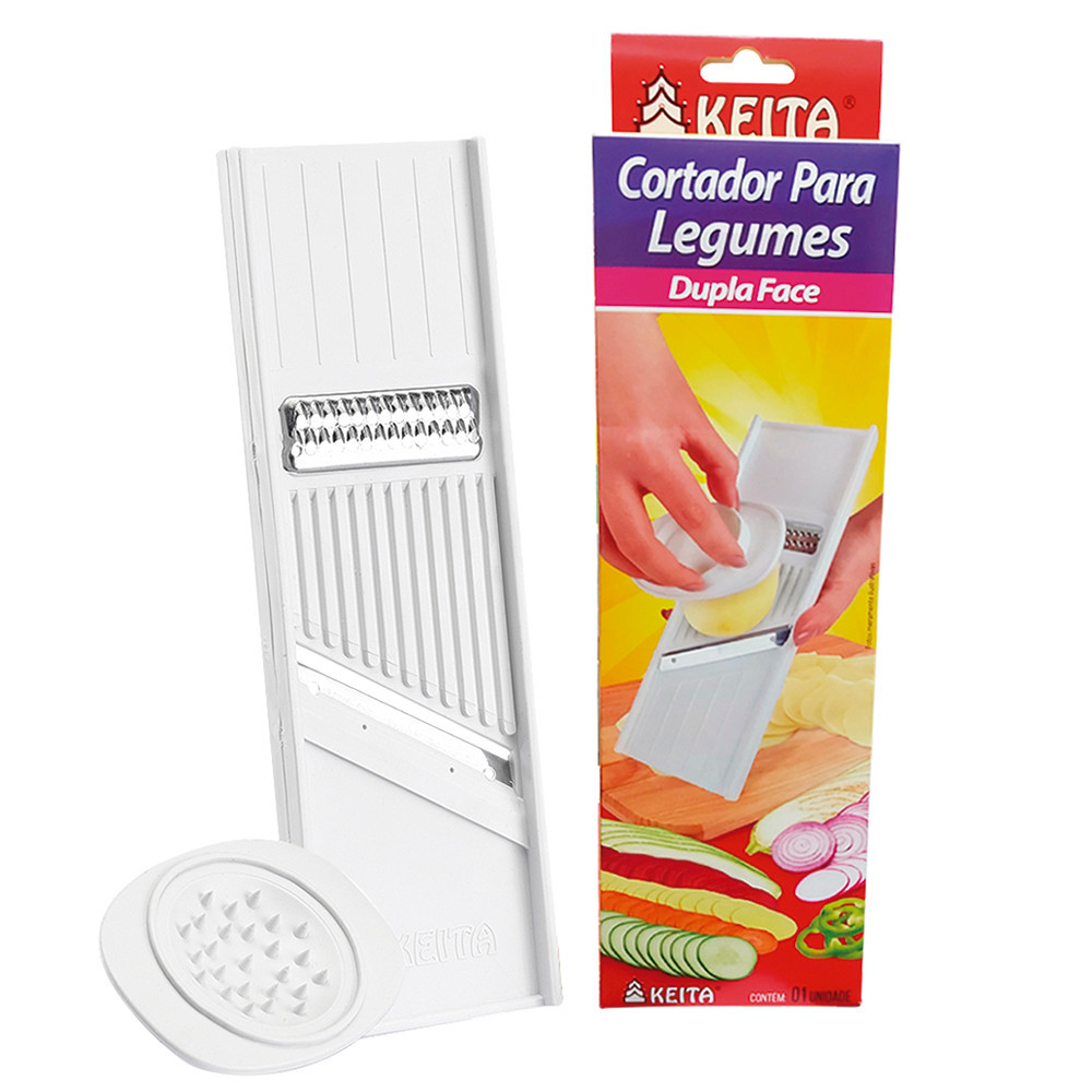 Ralador Fatiador de Legumes Cortador Dupla Face Plástico e Aço Inox -Keita