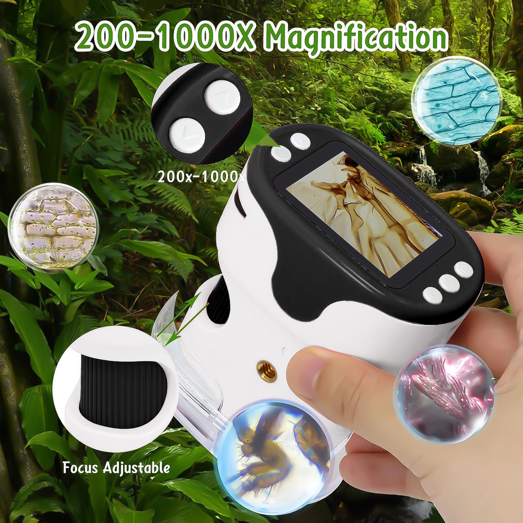 Microscópio portátil 1000x–Ferramenta de exploração ao ar livre com foco ajustável, gravação de fotos/vídeos — imagem 2 de 2